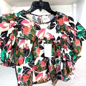 MISA Los Angeles Floral Puff Sleeve Top - Multicolor